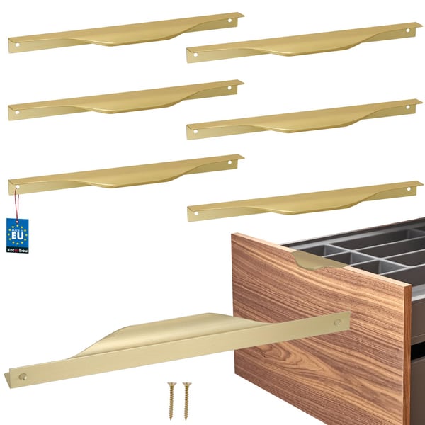 KOTARBEAU® Modern Edge møbelgreb aluminium mat guld 256/276 mm sæt à 6