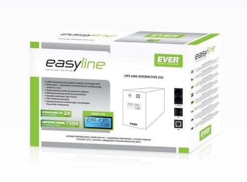 UPS EverLine-Interactive easyline 850 AVR USB RJ-11 LCD Sort
