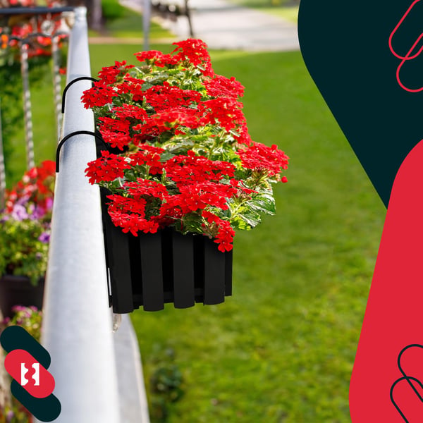Blomkruka balkonglåda för balustrad terrassblommor antracit 60 cm 2 st