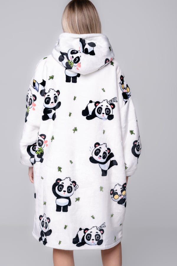 Huopapaita Ylisuuri lämmin Paksu huopapaita 2in1XXL panda valkoinen pörröinen [KB-W5]