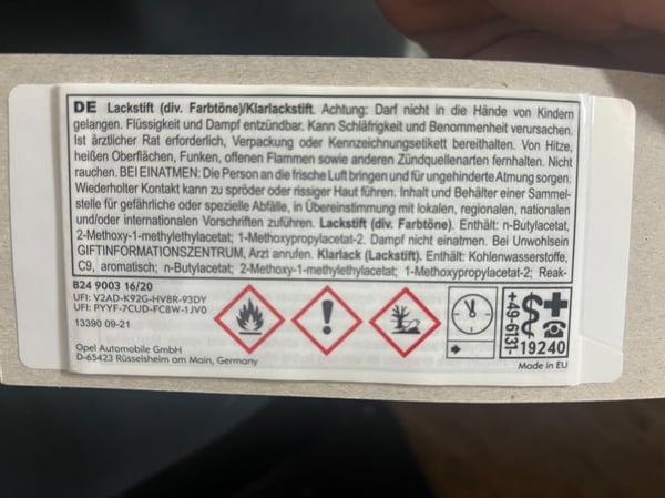 Original OPEL 23A (Z23A) Bättringsfärg: Billack + Klarlack 2x12ml