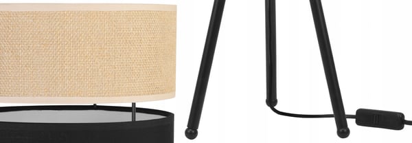 BORDLAMPE I JUTE SKÆRM 20 CM SORT