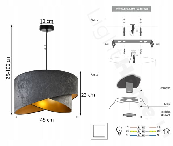 HÆNGENDE LAMPE LOFTSKRONE GYLDEN FLØJLSSKÆRM