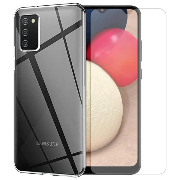 Sæt med gennemsigtige silikonecovers til Samsung Galaxy A03s + 3x hærdet glas