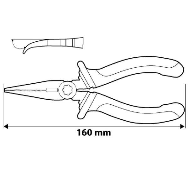 Taivutetut pitkäkärkiset pihdit 160 mm - T N01-015
