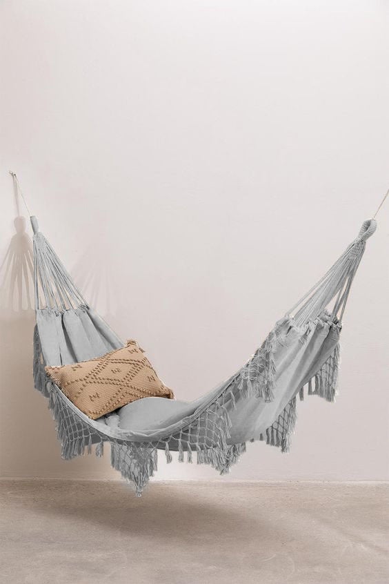 Roikkuva makramee boho-puutarhariippumatto, yhdelle hengelle, vahva, 280x80, keinutuoli, harmaa