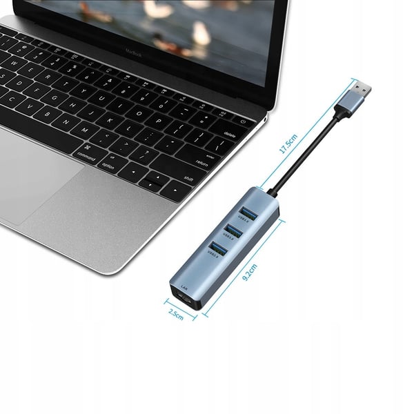 USB 3.0 hubb-adapter LAN Ethernet RJ45 Gigabit 1000 Mbps