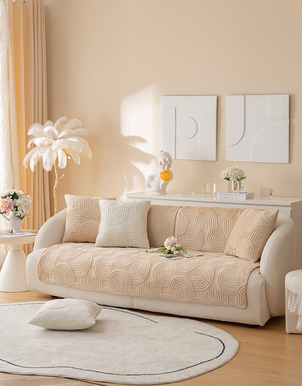 Sohvan koristealusta 90x240 cm, beige, kohokuvioitu