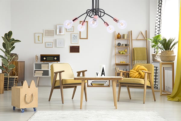 Industriel kobber loftslampe i to farver