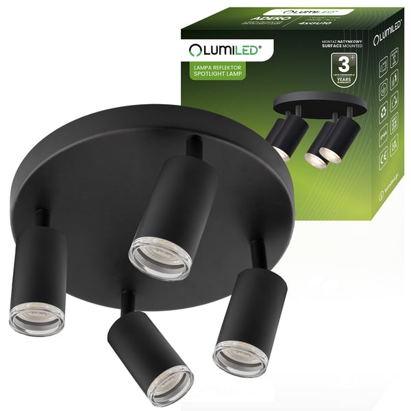 Taklampa SPOT TUBA reflektorer LED armatur halogen ADERO 4xGU10 plafond Lumiled