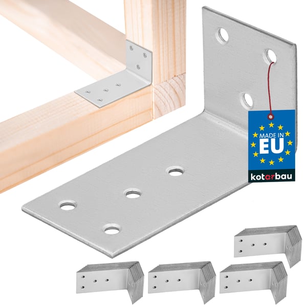 Kotarbau® Kirvesmiehen kulmaliitin ruostumatonta terästä sinkittyä 40 x 80 x 40 mm 50 kpl:n sarja