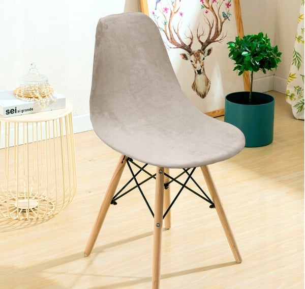 Skandinaavilainen tuolinkudos beige cappuccino elastinen sametti