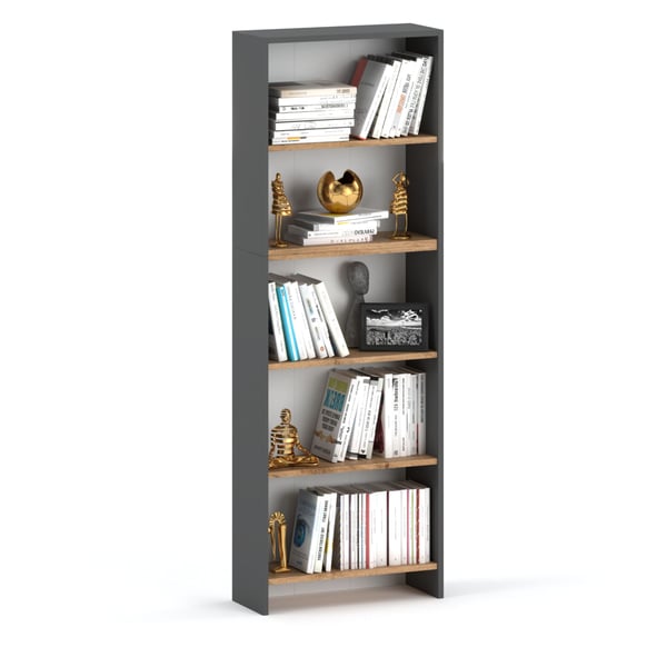 Kontorreol Grå Eg Wotan 60cm 5 hylder Loft Legetøjshylde