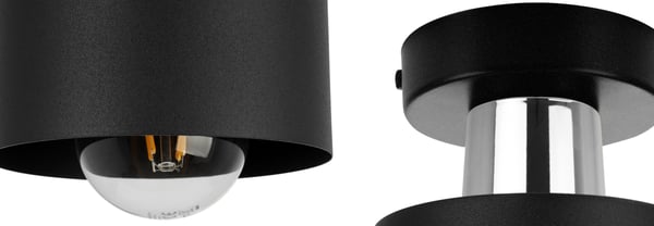 LOFTSLAMPE, VÆGLAMPE, PLAFON, LAMPESKÆRM, SORT LED