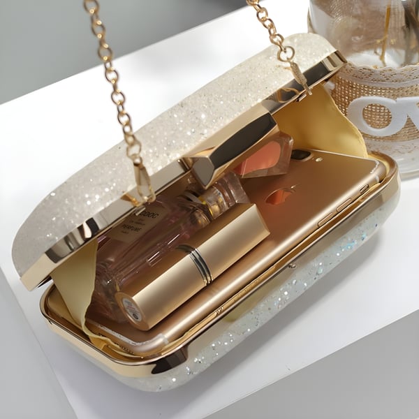 Messenger-taske, clutch, lille sølvfarvet, aftentaske, formel, mini-bryllup