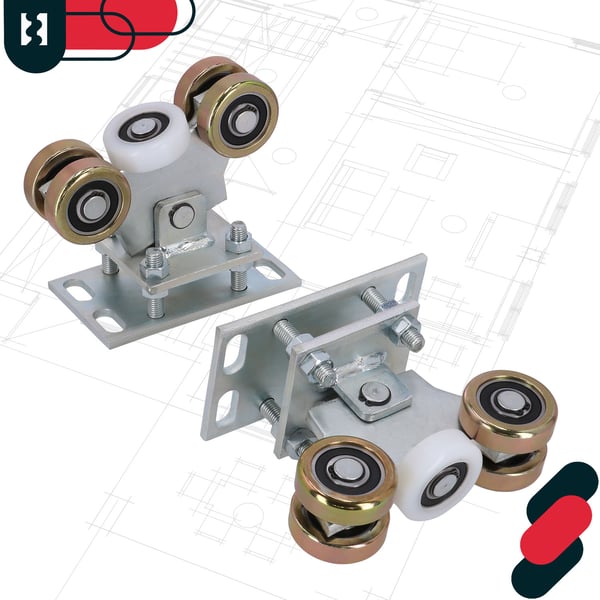 KOTARBAU® Sæt med 5 ruller metal skydeportsvogne, 80 x 80 mm profil