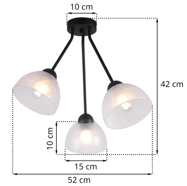 VENICE TRIO LOFTLAMPE, MÆLKESKÆRME E27