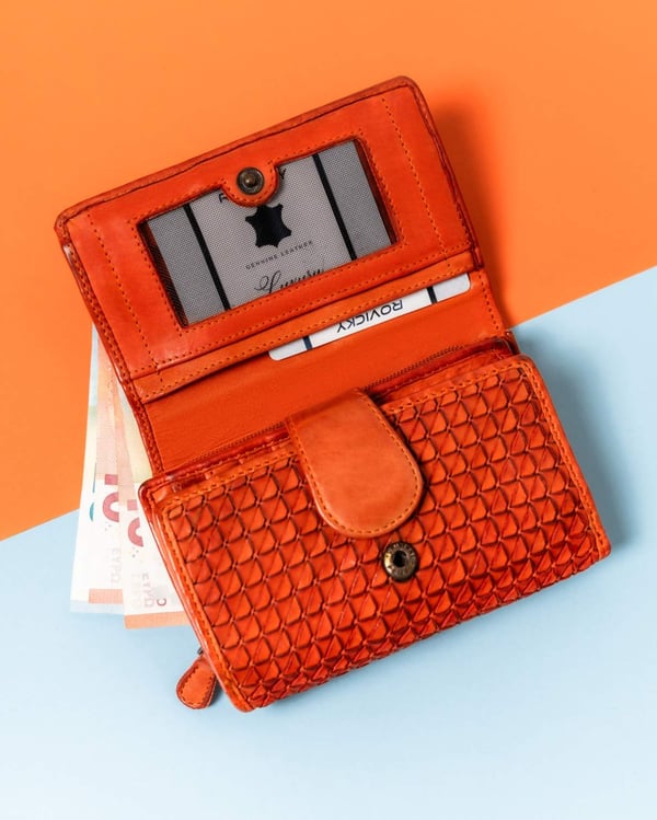 Damplånbok i läder R-N19-ZPT-7293 Orange