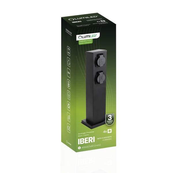 IBERI udendørs havepæl 230V 40cm 4x LUMILED stikkontakt
