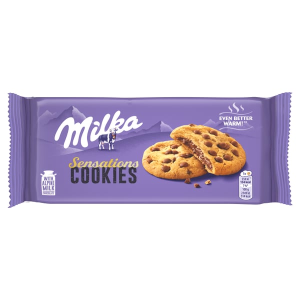 Milka Sensations Cookies suklaakeksit maitosuklaatäytteellä 156g Milka Sensations Cookies suklaakeksit maitosuklaatäytteellä 156g