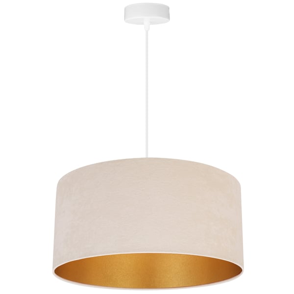 HÆNGENDE LAMPE LOFTSKRONE GYLDEN FLØJLSSKÆRM