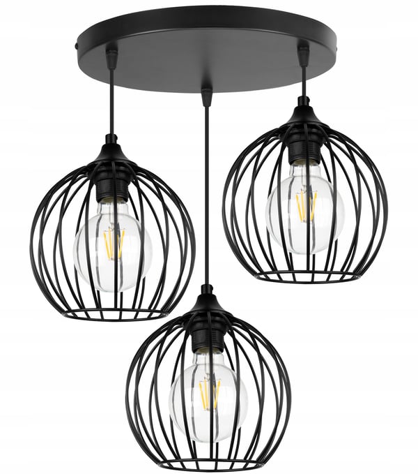 Hængende trådlampe sort loft LED-lysekrone