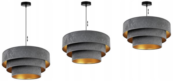 HÆNGENDE LAMPE LOFTSKRONE GYLDEN FLØJLSSKÆRM