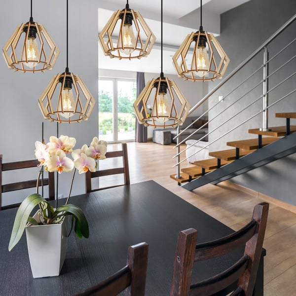MODERN LED-TAKLAMPA I TRÄ
