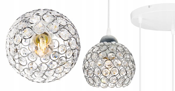 Kromhængende lampe med LED-krystal til loftet
