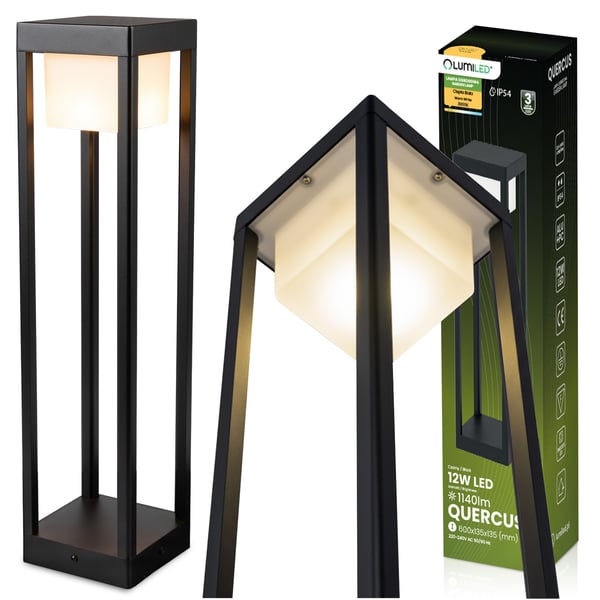 Havelampe udendørs stående LED-stolpe 12W 3000K 60cm sort QUERCUS LUMILED