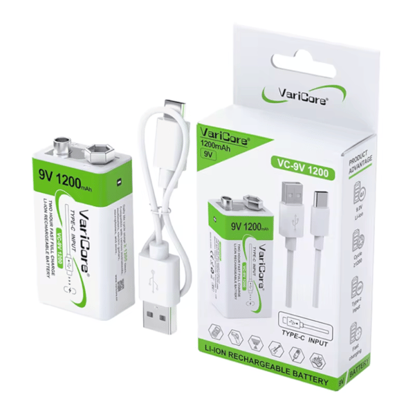 Genopladeligt battericelle VariCore VC-9V 1200-USB 9V Li-ion 1200mAh
