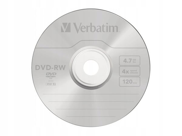 Verbatim 4,7 GB x 4 matsølvfarvede DVD-RW-diske (5-jewel case)