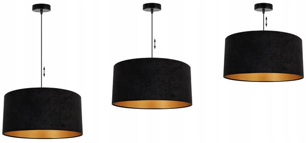 RIIPPUVALAISIN KATTOKRUUNU KULTAINEN SAMETTIVARJOSTIN