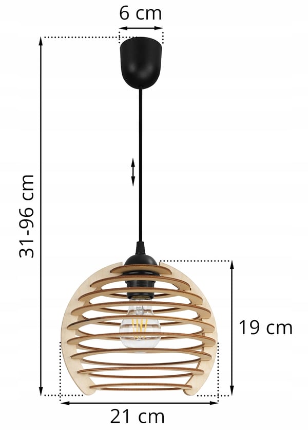 Hængende lampe, loftslysekrone, træ, LED lampeskærm
