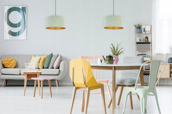 HÆNGENDE LAMPE LOFTSKRONE GYLDEN FLØJLSSKÆRM