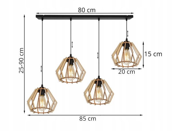 MODERN LED-TAKLAMPA I TRÄ