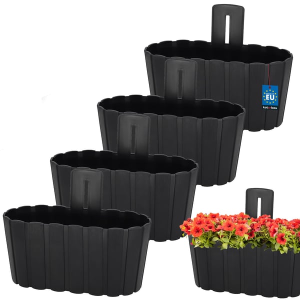 Vägghängande blomkruka rustik antracit 28 cm set om 4
