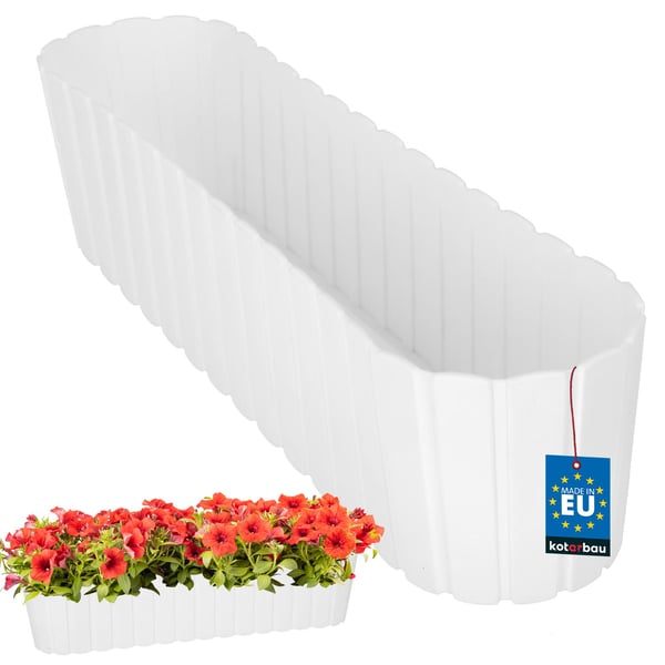 Blomkrukslåda oval rustik vit för balkong 600 mm