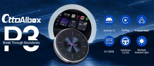 Trådløs Adapter Ottocast P3 8G/128G Carplay/Android Auto SIM-kort