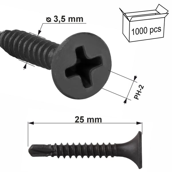 Självborrande gipsskruvar för metall KSSG-35025