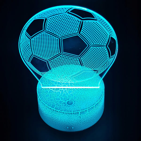 Nattbordslampa för barn fotboll 16 LED 3D med fjärrkontroll