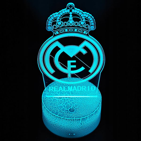 Nattlampa med Real Madrids vapensköld för barn, 16 LED-lampor, 3D + fjärrkontroll