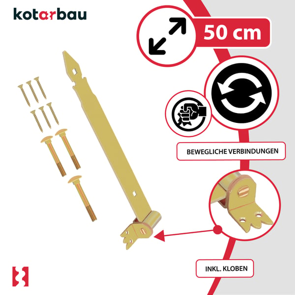 KOTARBAU® Hængsel 500 mm Guldforzinket Stål Garagedørhængsel til Skodder Pavillonhængsel
