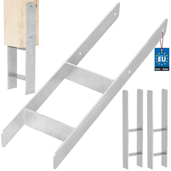 KOTARBAU® H-stolpbas til indstøbning, konsol, galvaniseret stålankare, 150 mm, 2-pak