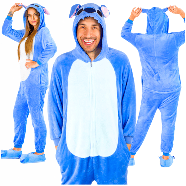 Onesie Stitch Kigurumi kostume mikrofiber varm pyjamas træningsdragt m Onesie Stitch kostume - S