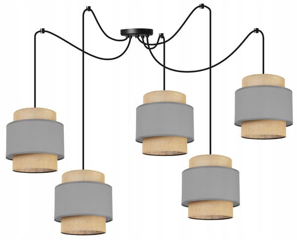 Hængende lampe, loftslysekrone, lampeskærm, boho juta