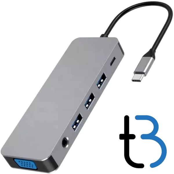 Hub USB-C HDMI 4k VGA PD 100W LAN Gigabit Jack