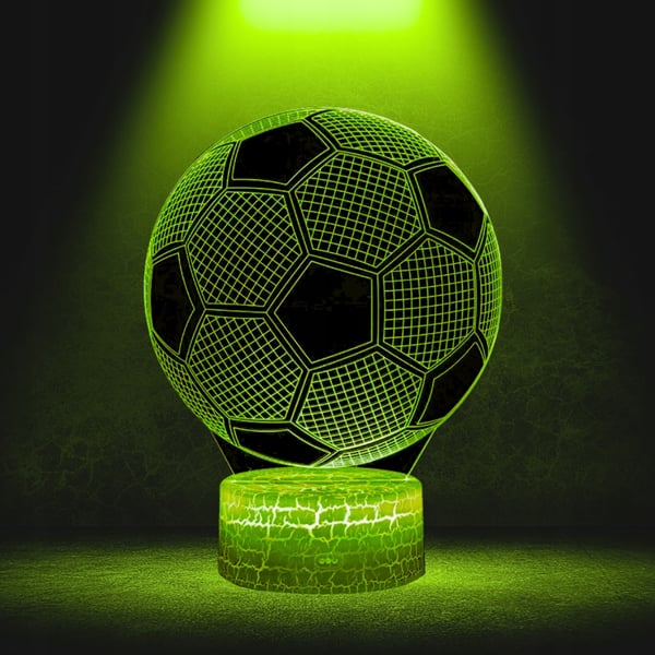 Nattbordslampa för barn fotboll 16 LED 3D med fjärrkontroll