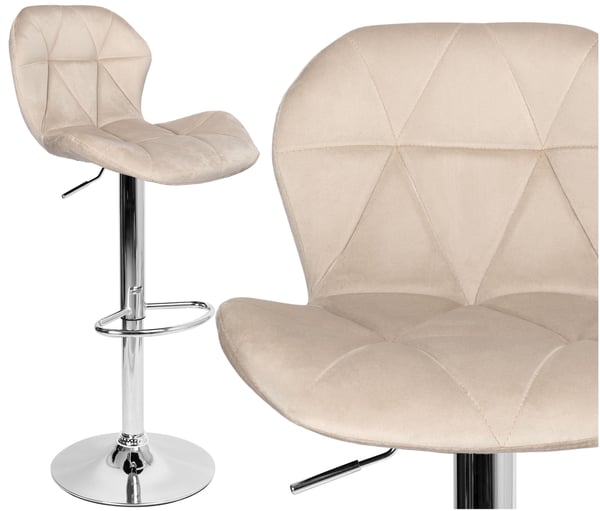 Gordon kromad barstol, beige sammet