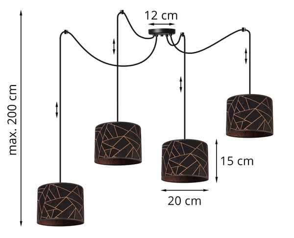 Lofthængende lampe, edderkoppemønster lampeskærm, kobber